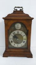 A mid 20th century Tempus Fugit 8 day walnut mantle clock having a Swiss lever escapement and