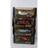 Four boxed Burago car models to include a Bugatti Atlantic and others Location: