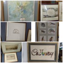 Mixed framed pictures to include a late Victorian C Pearson watercolour, Samantha Clarke