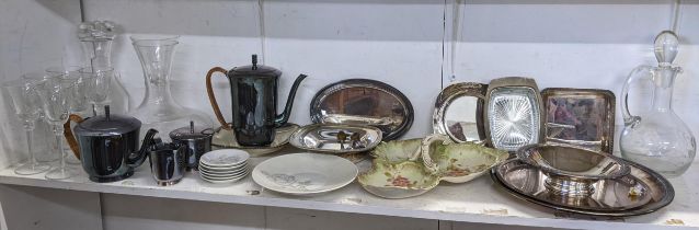 A mixed lot to include silver plate, glassware and a 19th century serving dish Location: