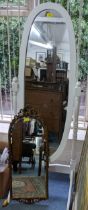 A modern white painted cheval mirror and a mid 20th century gilt framed mirror Location: