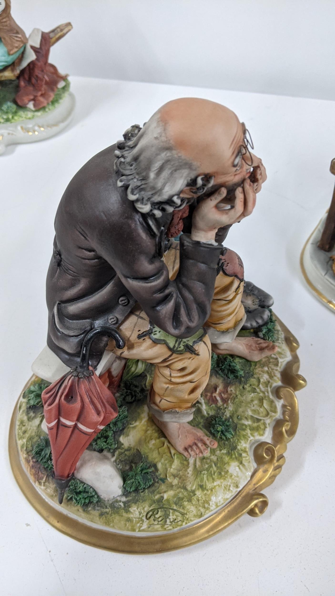 Three Capodimonte porcelain figures to include Cobbler/Shoemaker and two others, two signed to the - Image 3 of 4