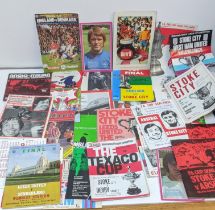 Football programmes, approximately 30, all associated to FA Cups, League Cups, Anglo Italian Cups,