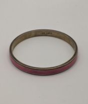 Henry Matthews, English Art Deco period, silver and pink guilloche enamelled bangle, Birmingham