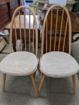 Two Ercol Quaker dining chairs with detachable cushions, label to chair edge Location: