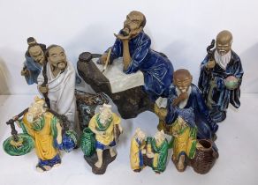 A selection of Chinese mudmen glazed figures Location: