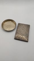 A silver card case hallmarked Birmingham 1881 having engraved detail, 58.9g Location:
