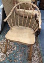 A mid 20th century Ercol style spindle back beech armchair A/F Location: