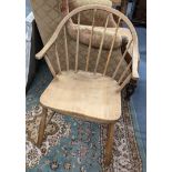 A mid 20th century Ercol style spindle back beech armchair A/F Location: