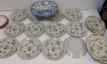 Ceramics to include a Ridgeway stoneware dessert service decorated with a floral pattern, along with