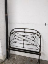 Victorian cast iron head and foot boards, on castors, with two iron side slats Location: