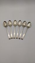 Six silver teaspoons, hallmarked Sheffield 1963, 81.9g Location: