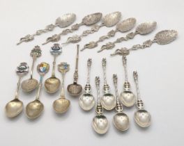 A mixed lot to include five sterling silver souvenir spoons, 71.1g and a collection of other