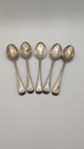 Five silver teaspoons, total weight 137.7g Location: