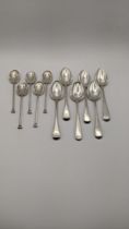 Eleven silver teaspoons, total weight 126.3g Location: