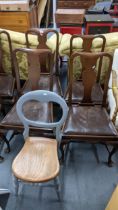 A set of six early 20th century Queen Anne style mahogany dining chairs together with a painted