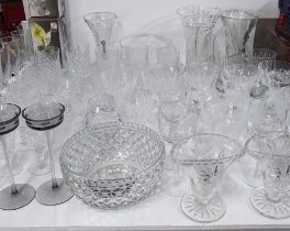 Mixed glassware to include a pair of Wedgwood grey smoke candle holders, Edinburgh crystal and