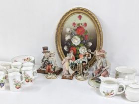 A group of Capodimonte porcelain figurines to include Galos Hunter and others together with a modern