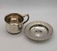 A silver pin dish hallmarked London 1963 102.8 together with a sterling silver cup 47.8g Location: