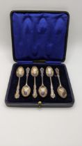 Six silver teaspoons with case, hallmarked London 1908, 60.4g Location: