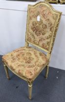 A vintage French style painted side chair having gilt highlights and fluted legs Location: