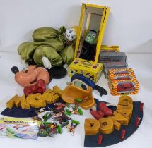 Mixed toys to include two boxed Pelham puppets, boxed toy cars and others together with a Mickey and