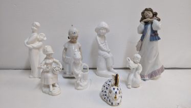 Royal Doulton, Royal Copenhagen, Spode, Lladro and other figures and a Royal Crown Derby rabbit
