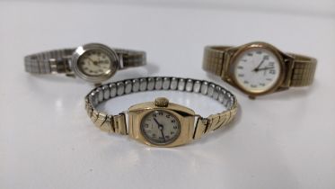Three ladies wristwatches to include a 9ct gold Pinnacle watch on a later expanding bracelet