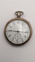 A late 19th /early 20th century 800 silver open faced repeated pocket watch A/F Location:
