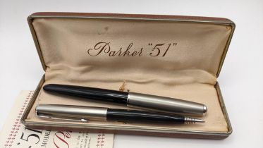 A Parker 51 Fountain pen and pencil with original box and paperwork Location: