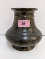 A Chines brass Lota pot with a flared rim and of bulbous form, on a raised rim Location:R2.2