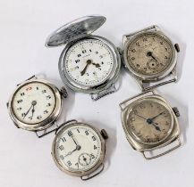 Five early/mid 20th century wristwatch to include a Cyma watch for the blind