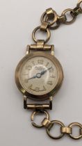 A vintage Bentimo Star 9ct gold ladies manual wind wristwatch on a 9ct gold bracelet