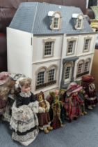 A dolls house with mixed furniture, together with a collection of dolls, Location: