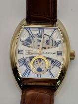 A Thomas Earnshaw Holborn automatic gents wrist watch on a brown leather strap Location: