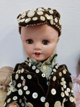 A mid century composition doll dressed as a Pearly King, with mobile limbs and voice box, along with