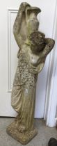 A reconstituted stoneware garden statue of a classical female holding an urn, 92.5h, Location: