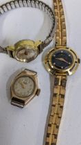 Three ladies vintage wristwatches to include a 9ct gold Bentima, gold plated Fotis and a gold plated
