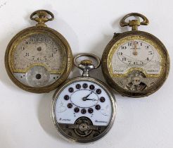 An early 20th century Hebdomas 800 silver pocket watch, parts and two others, Location: