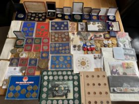 A collection of coins and medals, together with share certificates, stamps, and some reproduction