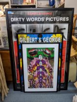Three modern posters advertising Gilbert & George Exhibitions, Dirty Words Pictures, Major