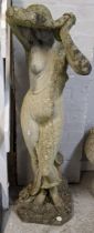 A reconstituted stoneware garden statue of a classical female, 113h, Location: