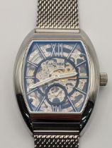 A Thomas Earnshaw automatic gents skeleton wrist watch on a mesh strap Location: