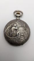 An early 20th century Longines Continental silver full Hunter pocket watch, the case decorated