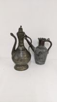 A 19th/early 20th century Islamic tinned copper water jug, together with a copper Turkish coffee pot