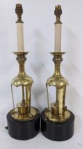 A pair of 19th century Japanese Meiji period gilt metal country house candlestick lamps 57h