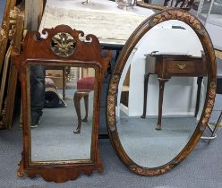 A Georgian Chippendale style mirror together with a Barbola style mirror and one other Location: