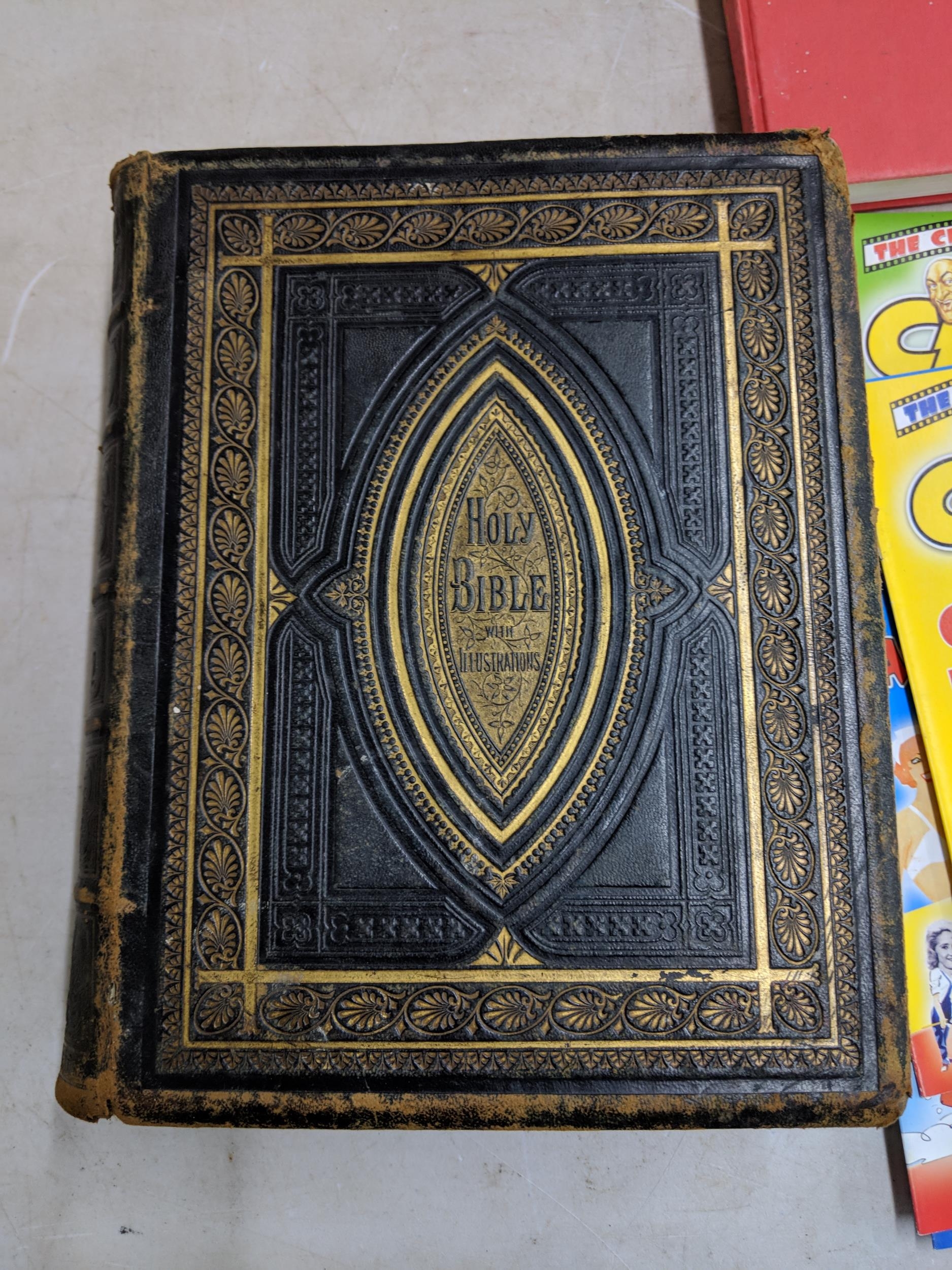 A Victorian bible with illustrations, together with Carry On magazines, and a Watford FC book - Image 9 of 11