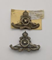 First Hampshire R.G.A Volunteers officers 1902-08 cap badge, along with third Middlesex R.G.A