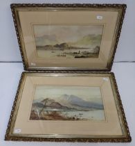 A pair of gilt framed watercolours of mountain scenes by W Earp Location: